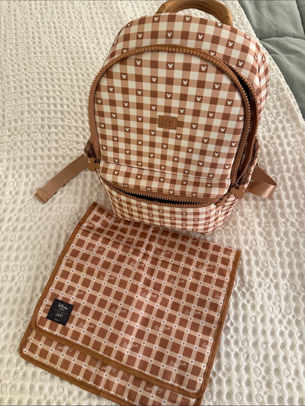 Freshly Picked Disney Brown and Cream Gingham Mini Backpack